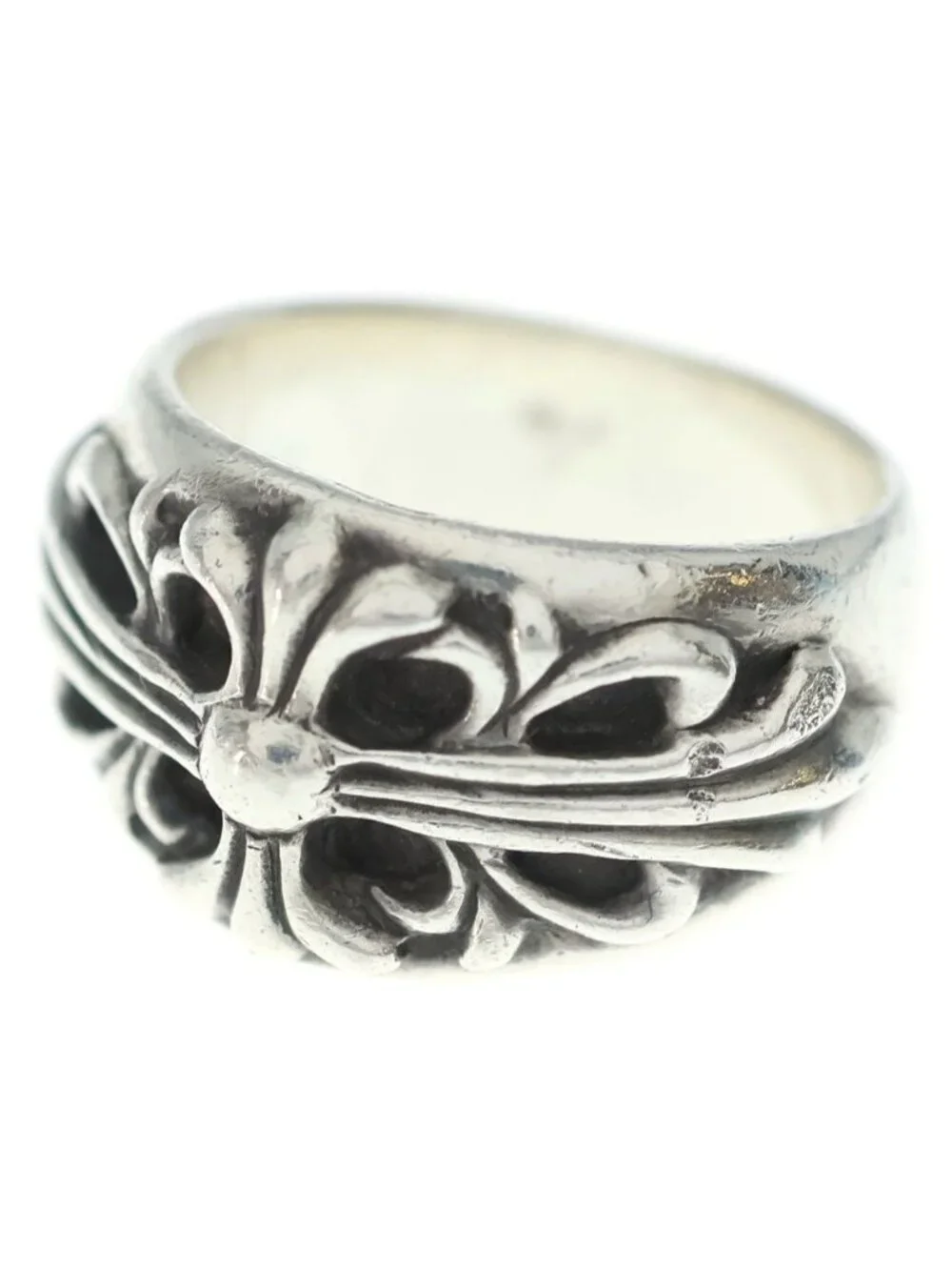 Chrome Hearts Flrl Crs Floral Cross Ring Silver